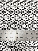 Polyester Spandex Fabric - Small Geometric White And Black Print, 58" Width