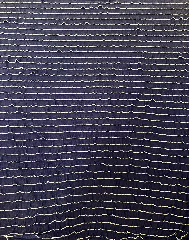 Polyester Spandex Fabric - Navy And White Ruffles, 20Mm, 52/54" Width