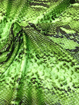 Polyester Spandex Fabric - Neon Shiny Snake Print Foil, 56" Width