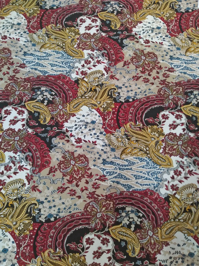 Polyester Spandex Fabric - Paisley Design, 58" To 60" Width