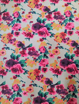 Polyester Spandex Fabric - Colorful Bright Flower Design, 58/60" Width