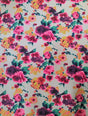 Polyester Spandex Fabric - Colorful Bright Flower Design, 58/60" Width
