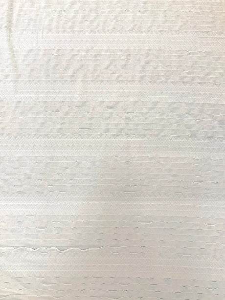 Polyester Spandex Light Weight Fabric - Off White Ruffles, Textured Chevron Design, 52/54" Width