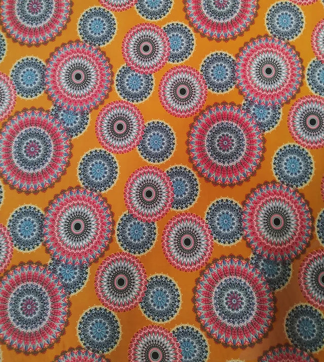 Polyester Spandex Fabric - Light Weight Abstract Circles Design, 58"-60" Width