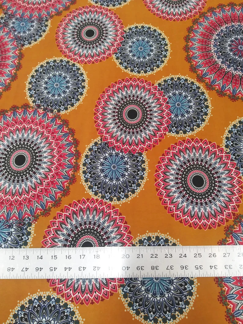 Polyester Spandex Fabric - Light Weight Abstract Circles Design, 58"-60" Width