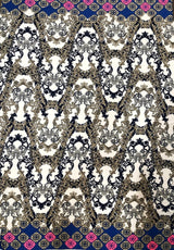 Polyester Venezia Polyester Spandex Fabric - Big Damask Double Side Border Design, Light Weight, 58"-60" Width