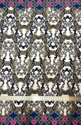 Polyester Venezia Polyester Spandex Fabric - Big Damask Double Side Border Design, Light Weight, 58"-60" Width