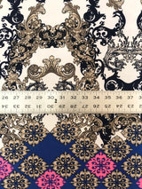 Polyester Venezia Polyester Spandex Fabric - Big Damask Double Side Border Design, Light Weight, 58"-60" Width