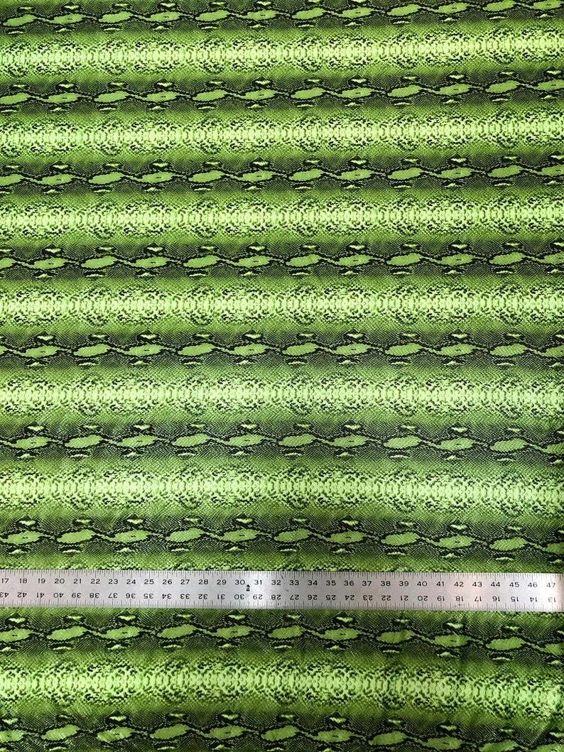 Polyester Spandex Fabric - Neon Shiny Snake Print Foil, 56" Width