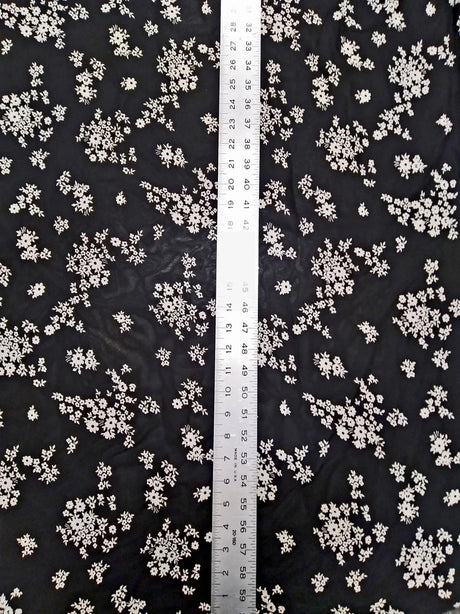 Rayon Georgette Fabric - Sheer Small Floral Design, 42"-44" Width