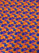 Neon Abstract Nylon Spandex Fabric - Neon Orange/Pink, Neon Orange/Blue, Abstract Print, 58" To 60" Width