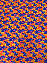 Neon Abstract Nylon Spandex Fabric - Neon Orange/Pink, Neon Orange/Blue, Abstract Print, 58" To 60" Width