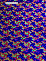 Neon Abstract Nylon Spandex Fabric - Neon Orange/Pink, Neon Orange/Blue, Abstract Print, 58" To 60" Width