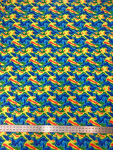 Neon Abstract Nylon Spandex Fabric - Neon Orange/Pink, Neon Orange/Blue, Abstract Print, 58" To 60" Width