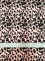 Polyester Spandex Brushed Single Span Fabric - Peach & Black Animal Print, 58" To 60" Width
