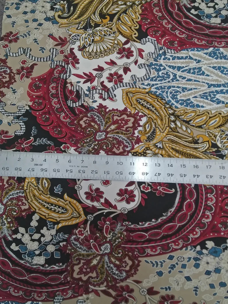 Polyester Spandex Fabric - Paisley Design, 58" To 60" Width
