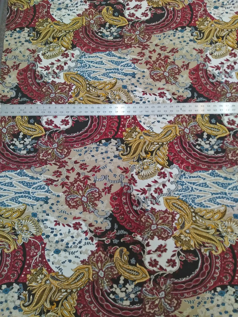 Polyester Spandex Fabric - Paisley Design, 58" To 60" Width