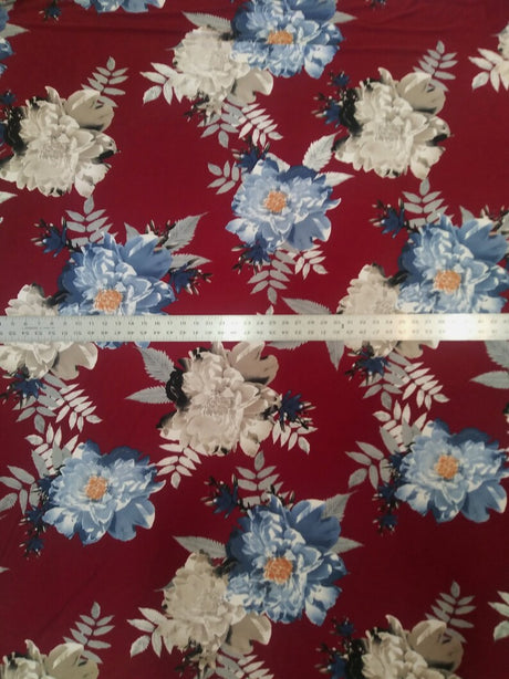 Polyester Spandex ITY Matte Jersey Fabric - Big Flower Design, 58"-60" Width