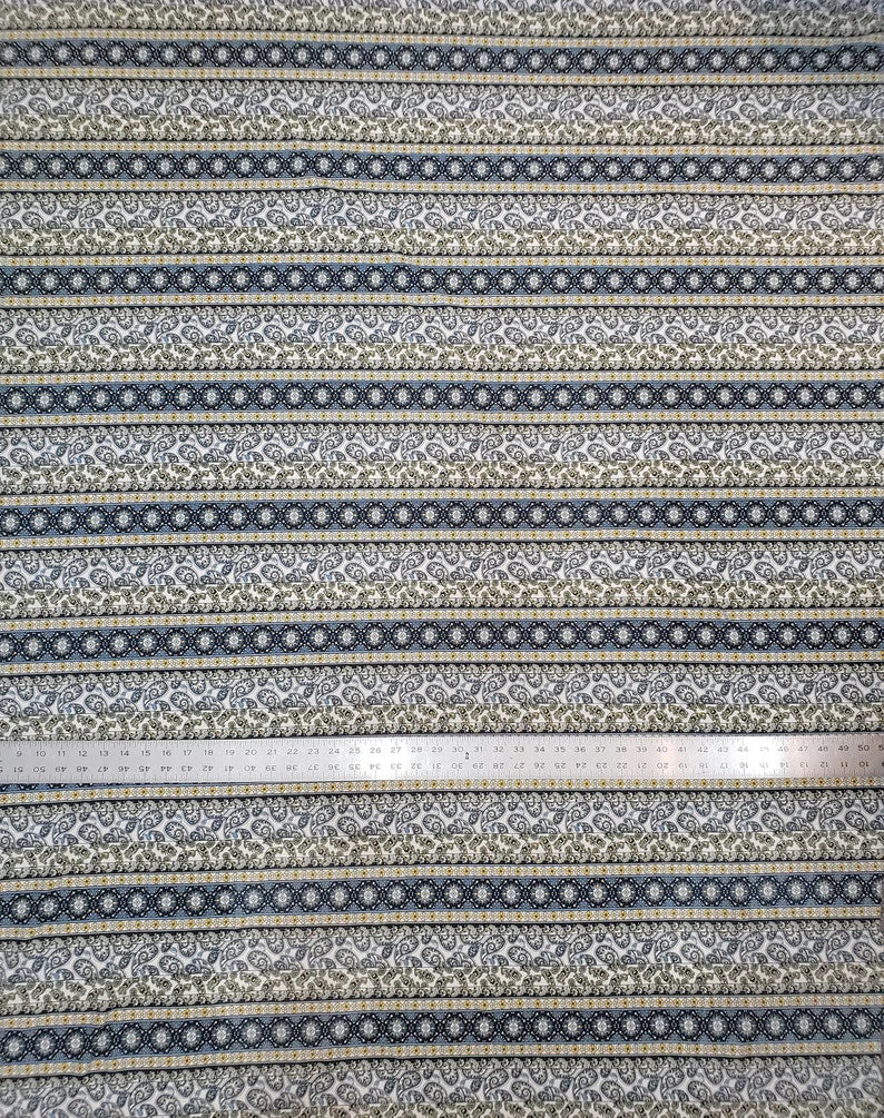 Polyester Cotton Spandex Fabric - Paisley Geometric Print, 58"-60" Width