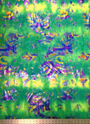Holographic Shiny Foil Big Reptile Tie Dye Pattern Nylon Spandex Fabric - Green, Purple, Orange, 58"- 60" Wide
