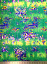 Holographic Shiny Foil Big Reptile Tie Dye Pattern Nylon Spandex Fabric - Green, Purple, Orange, 58"- 60" Wide