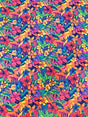 Restocked Nylon Spandex Fabric - Neon Tropical Floral Design, Rainbow Multi, Blue Green, Purple Blue, Orange Pink, 58" To 60" Width