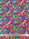 Restocked Nylon Spandex Fabric - Neon Tropical Floral Design, Rainbow Multi, Blue Green, Purple Blue, Orange Pink, 58" To 60" Width