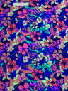 Restocked Nylon Spandex Fabric - Neon Tropical Floral Design, Rainbow Multi, Blue Green, Purple Blue, Orange Pink, 58" To 60" Width