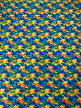 Neon Abstract Nylon Spandex Fabric - Neon Orange/Pink, Neon Orange/Blue, Abstract Print, 58" To 60" Width