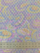 Nylon Spandex Fabric - Medium Weight, 4-Way Stretch, Small Geometric Shiny Foil, White, Black, 58" To 60" Width
