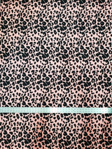 Polyester Spandex Brushed Single Span Fabric - Peach & Black Animal Print, 58" To 60" Width