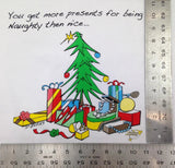 X-Mas Tree Animated Sleepshirt Cotton Fabric - Holiday Graphic, Matte Studs, Side Slits, 36" Length