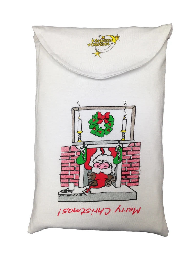 Santa Claus Animated Sleepshirt 100 Percent Cotton Fabric - Matte Studs, Side Slits, One Size Fits Most