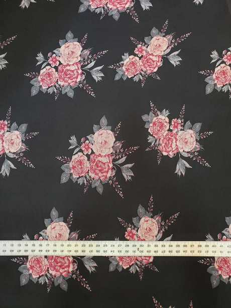Polyester Spandex Mesh Fabric - See Through Big Flower Print, 58-60" Width