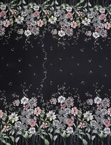 Polyester Spandex Fabric - Border Floral Print, Light Weight, 58"-60" Width