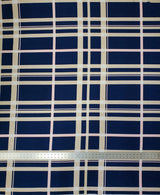 Polyester Spandex Bulgari Fabric - Large Plaid Print, Navy, Taupe, 58"-60" Width