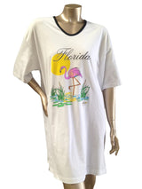 Flamingo Florida 100 Percent Cotton Fabric - Animated Flamingo Print, Side Slits, Matte Studs, One Size Fits Most