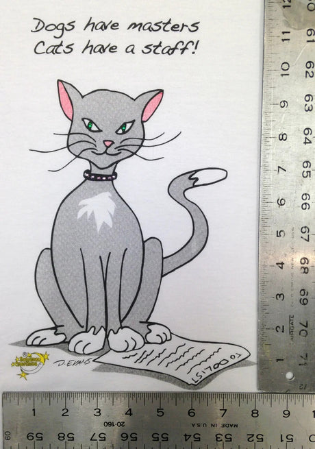 Cat Shirt Animated Sleepshirt 100 Percent Cotton Fabric - Matte Studs, Side Slits, One Size Fits Most