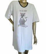 Cat Shirt Animated Sleepshirt 100 Percent Cotton Fabric - Matte Studs, Side Slits, One Size Fits Most