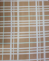 Polyester Spandex Bulgari Fabric - Large Plaid Print, Navy, Taupe, 58"-60" Width