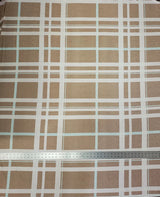 Polyester Spandex Bulgari Fabric - Large Plaid Print, Navy, Taupe, 58"-60" Width