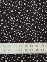 Tiny White Flowers On Black Cotton Spandex Fabric - Black With Tiny White Flowers, 58"-60" Width