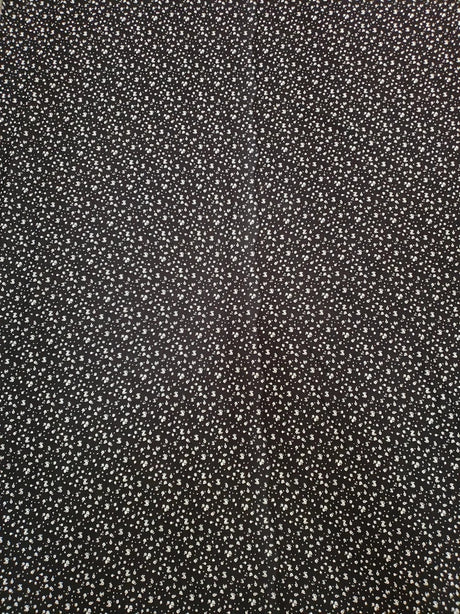 Tiny White Flowers On Black Cotton Spandex Fabric - Black With Tiny White Flowers, 58"-60" Width