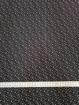 Tiny White Flowers On Black Cotton Spandex Fabric - Black With Tiny White Flowers, 58"-60" Width