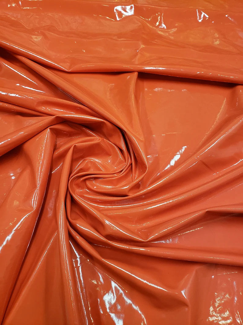Polyester Spandex Shiny Faux Liquid Vinyl Fabric - Black, Red, Silver, White, Gold, Orange, 56" Width