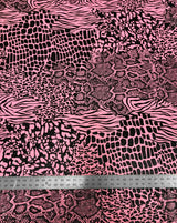 Mixed Animal Print Clear Snake Skin Foil Polyester Spandex Fabric - Shiny Clear Animal Print, 58" Width