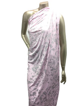 Single Span Polyester Spandex Fabric - Dull Pink And Silver Foil Design, 58"- 60" Width