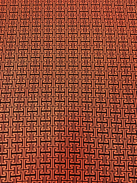 Neon Trendy Colors Polyester Spandex Fabric - Greek Key Print, Neon Orange, Neon Lime, 58"-60" Width