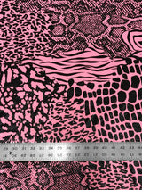 Mixed Animal Print Clear Snake Skin Foil Polyester Spandex Fabric - Shiny Clear Animal Print, 58" Width