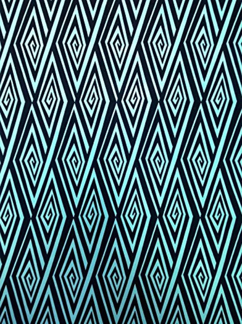 Geometric Diamond Big Pattern Polyester Spandex Fabric - Venecia, Geometric Diamond Print, 58"-60" Width